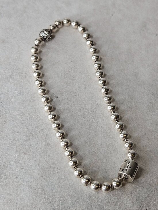 Pandora Jewelry - 925 Sterling Silver Pandora CZ Ball Beaded Charm Bracelet 7 Inches